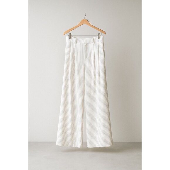 Madewell Pants - Madewell Superwide-Leg Trouser in Pinstripe Linen Blend Womens 4 Ivory Black